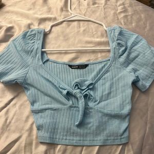 blue shein crop top